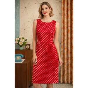 Lanz Originals Red Polka Dot Dress Bow Back Retro Rockabilly USA Sz S/M